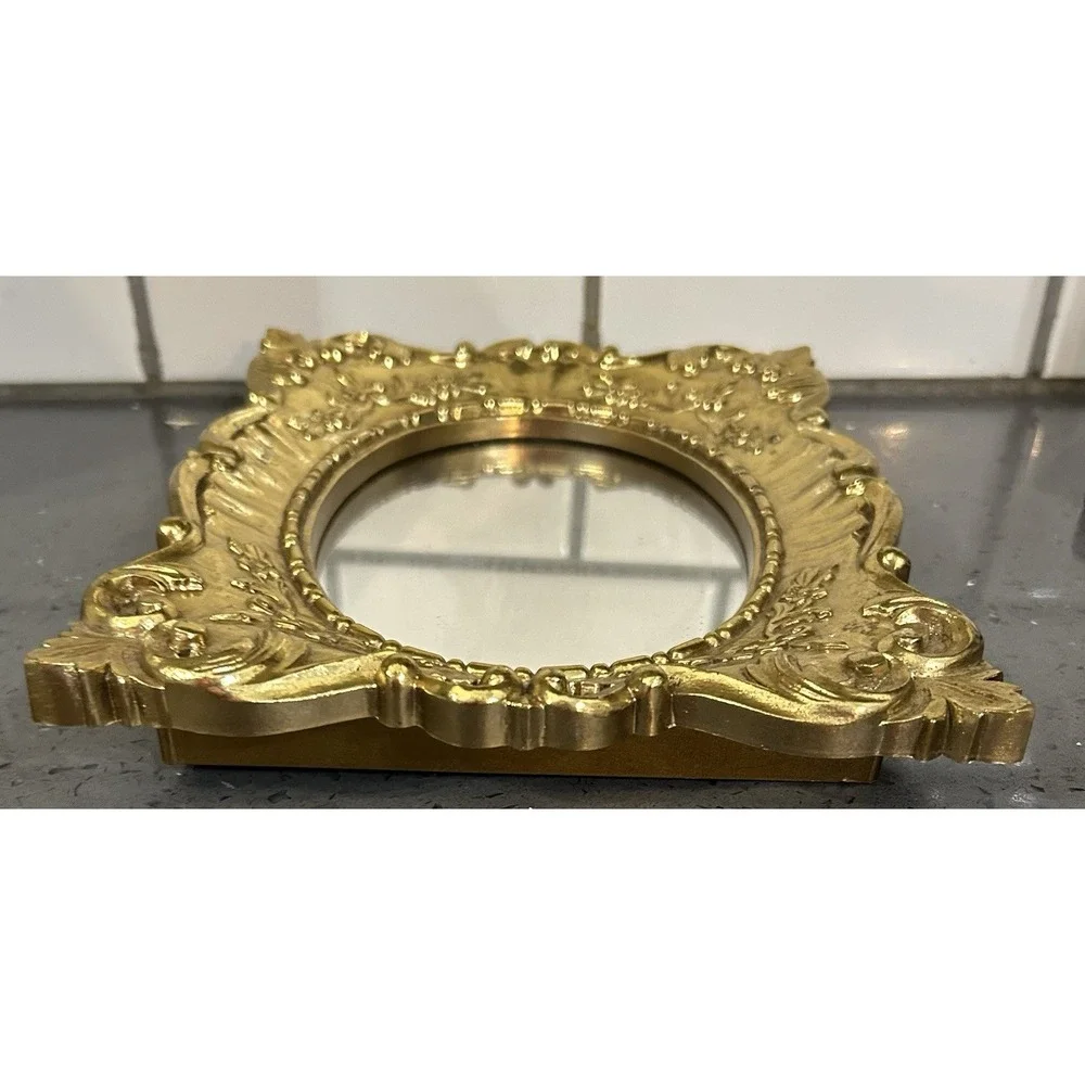 Vintage Gold Ornate Scroll Gold Wall Mirror Rectangle Plastic 9